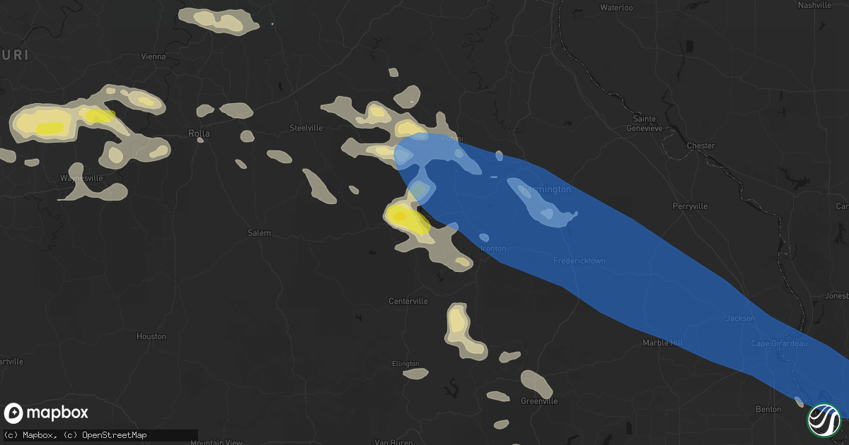 Hail map in Belleview, MO on May 31, 2026
