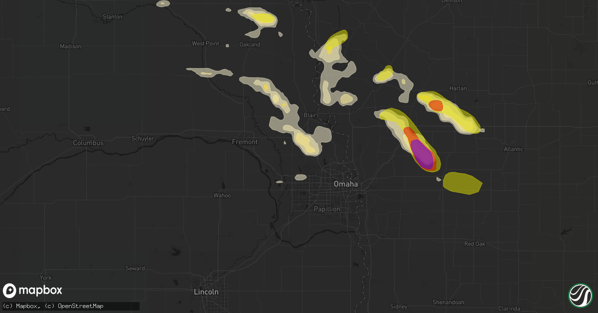 Hail map in Bennington, NE on May 31, 2026