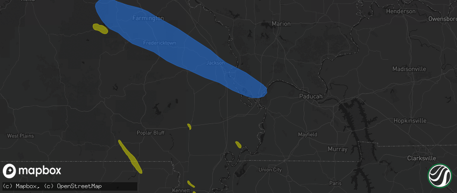 Hail map in Benton, MO on May 31, 2026