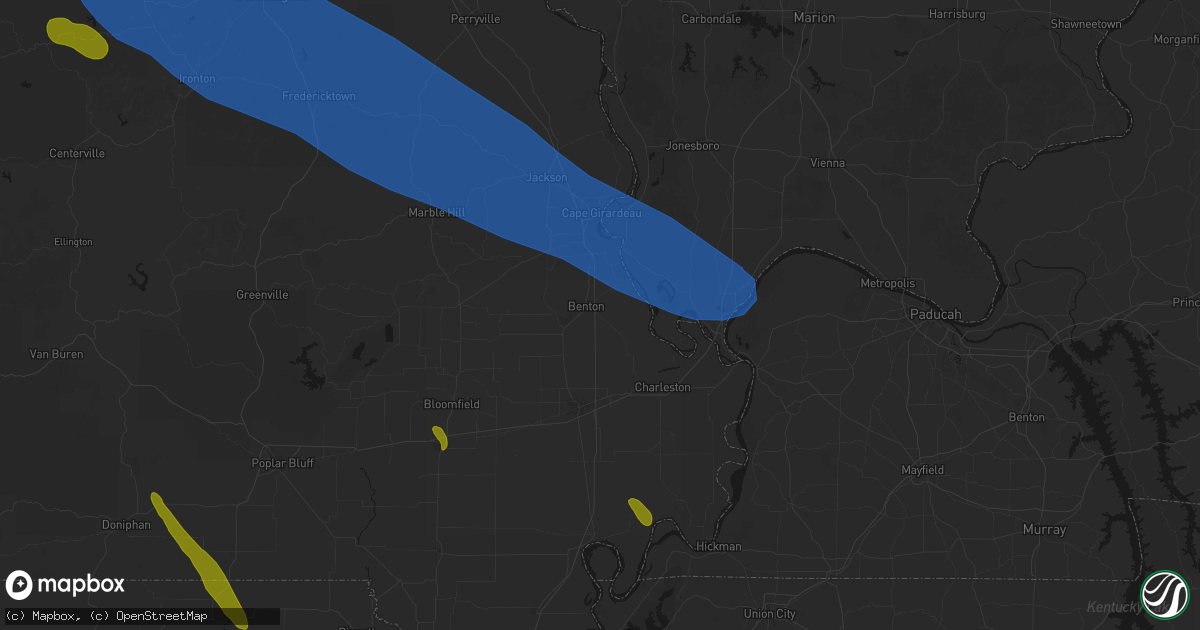 Hail map in Benton, MO on May 31, 2026