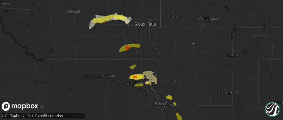 Hail map in Beresford, SD on May 31, 2026