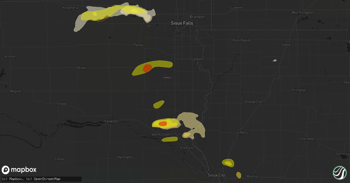 Hail map in Beresford, SD on May 31, 2026