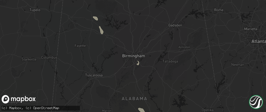 Hail map in Birmingham, AL on May 31, 2026