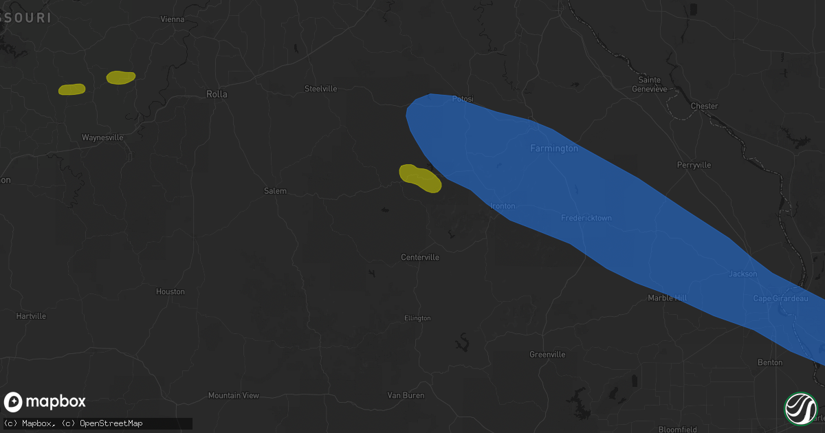 Hail map in Black, MO on May 31, 2026