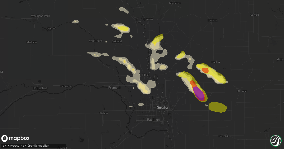 Hail map in Blair, NE on May 31, 2026