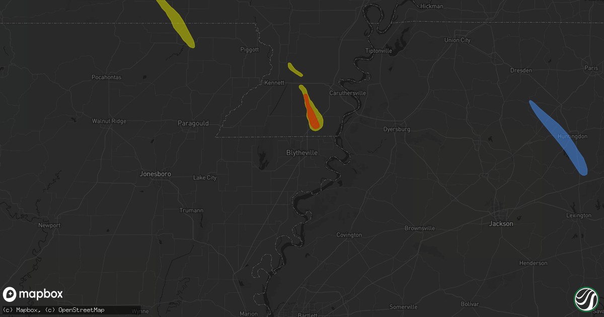 Hail map in Blytheville, AR on May 31, 2026