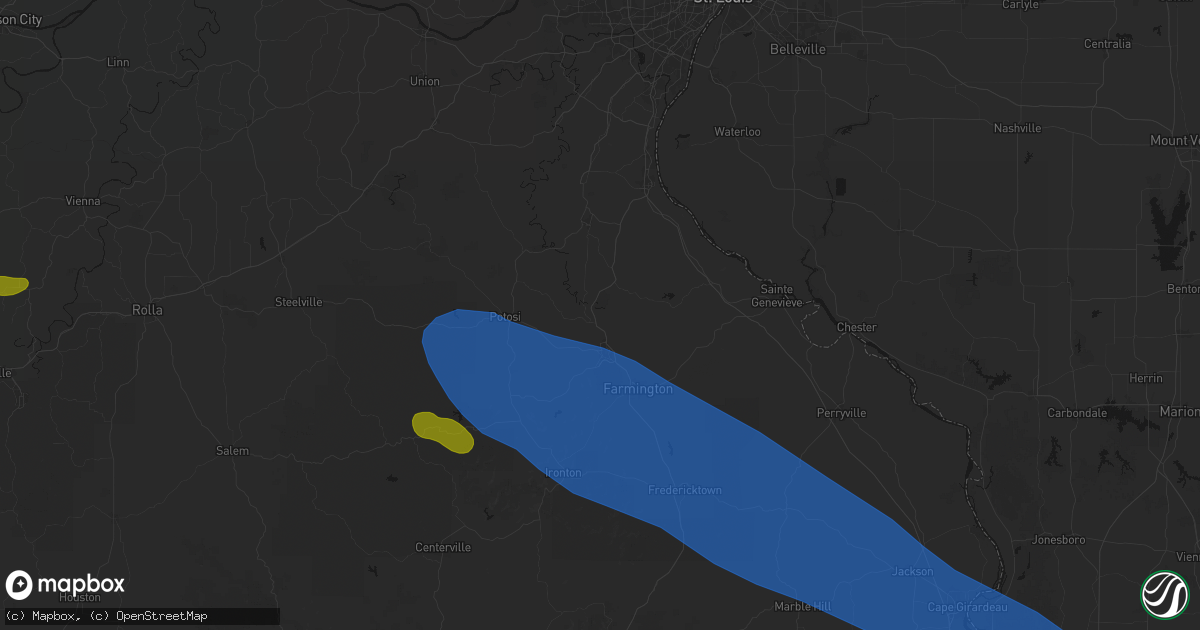 Hail map in Bonne Terre, MO on May 31, 2026
