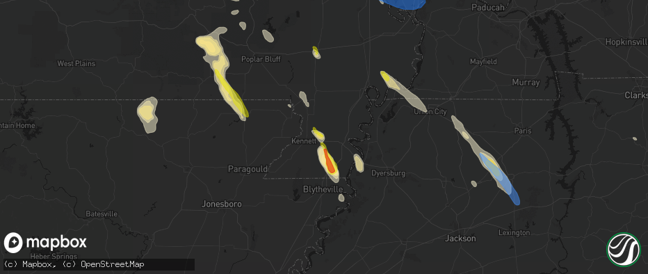 Hail map in Bragg City, MO on May 31, 2026
