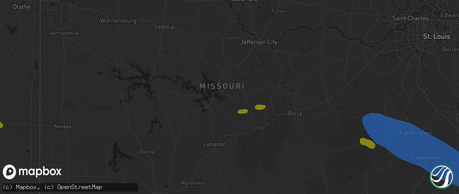 Hail map in Brumley, MO on May 31, 2026