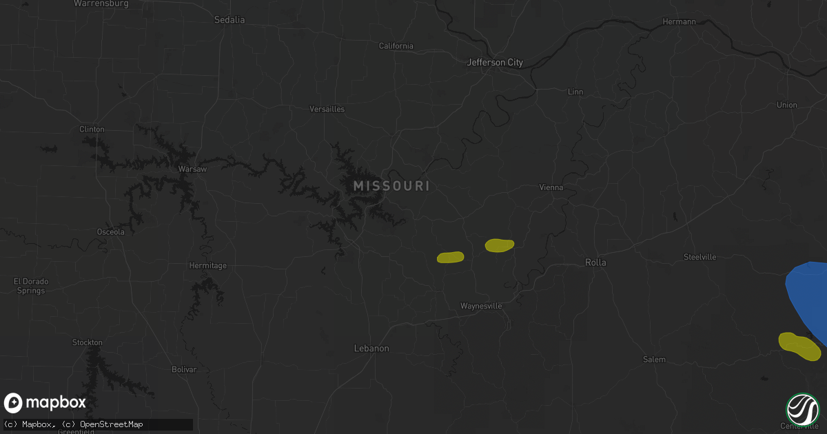 Hail map in Brumley, MO on May 31, 2026