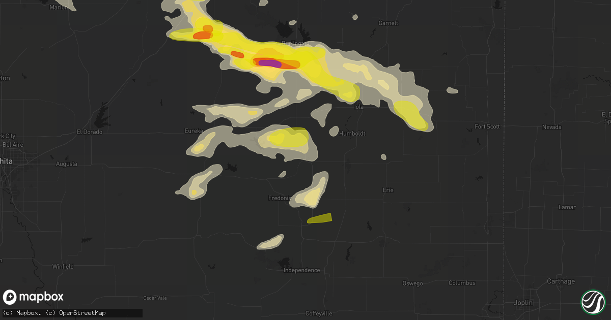 Hail map in Buffalo, KS on May 31, 2026