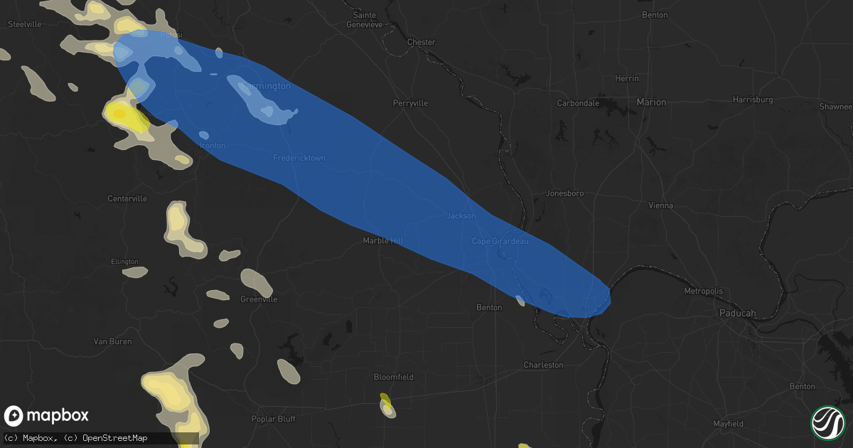 Hail map in Burfordville, MO on May 31, 2026