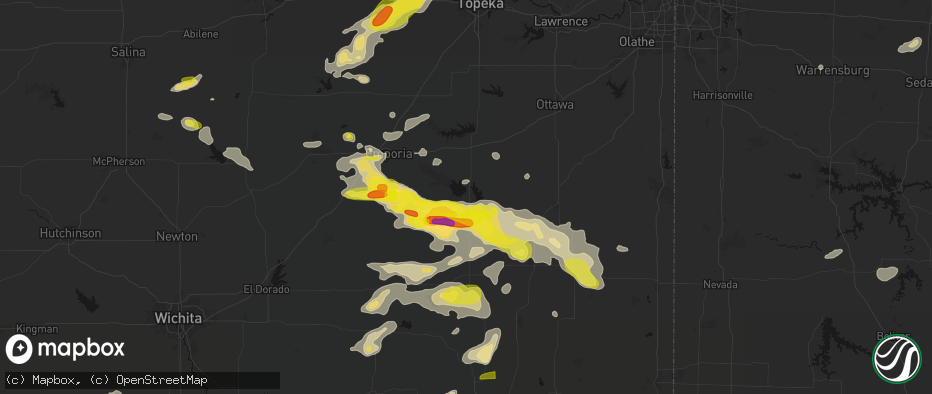 Hail map in Burlington, KS on May 31, 2026