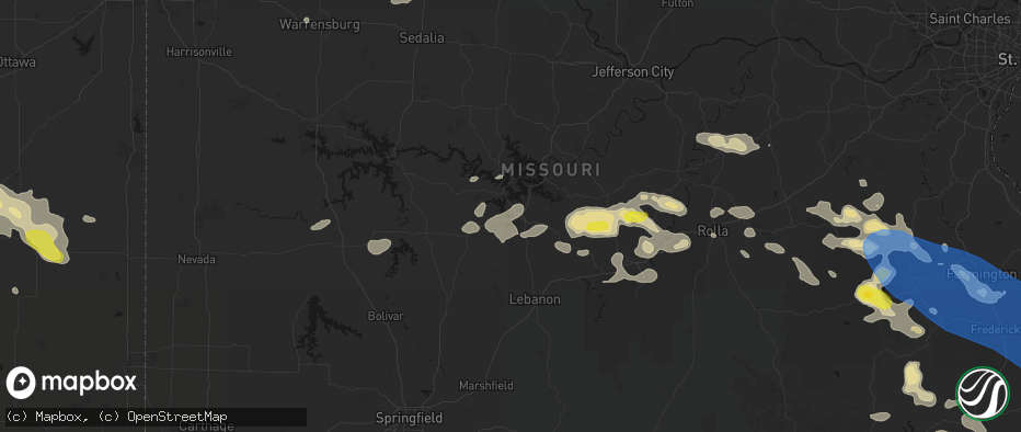 Hail map in Camdenton, MO on May 31, 2026