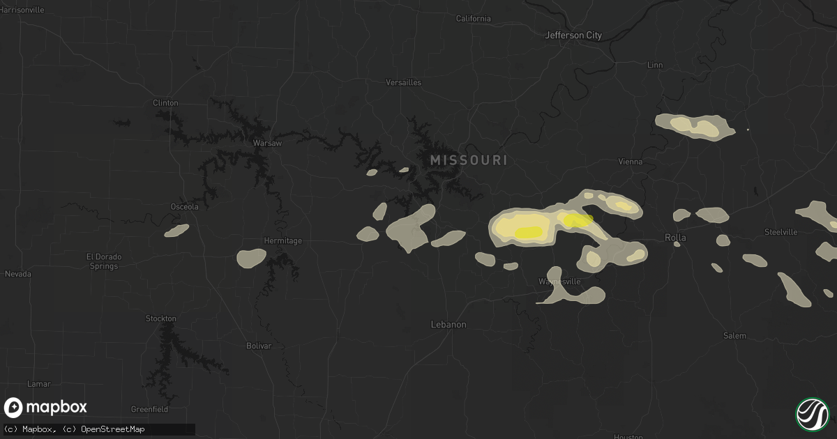 Hail map in Camdenton, MO on May 31, 2026