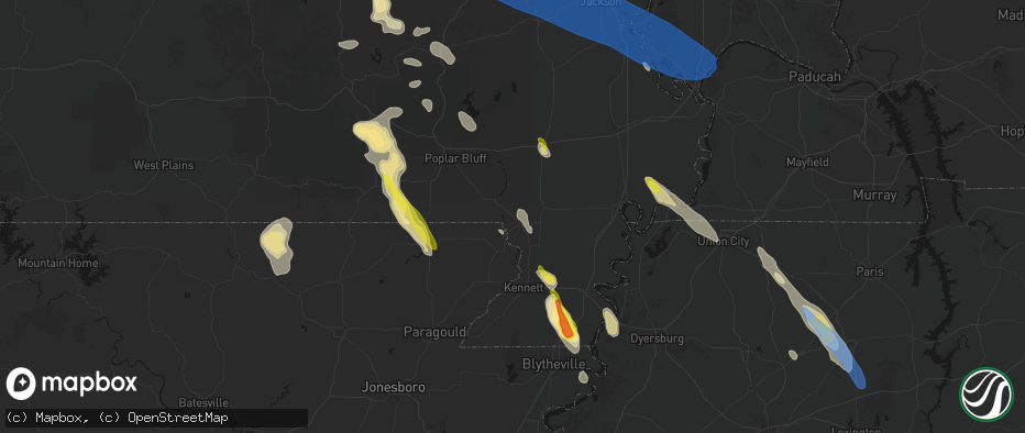 Hail map in Campbell, MO on May 31, 2026