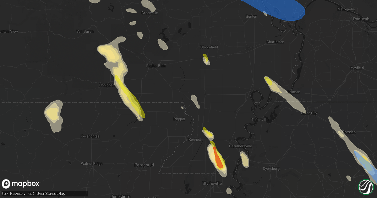 Hail map in Campbell, MO on May 31, 2026