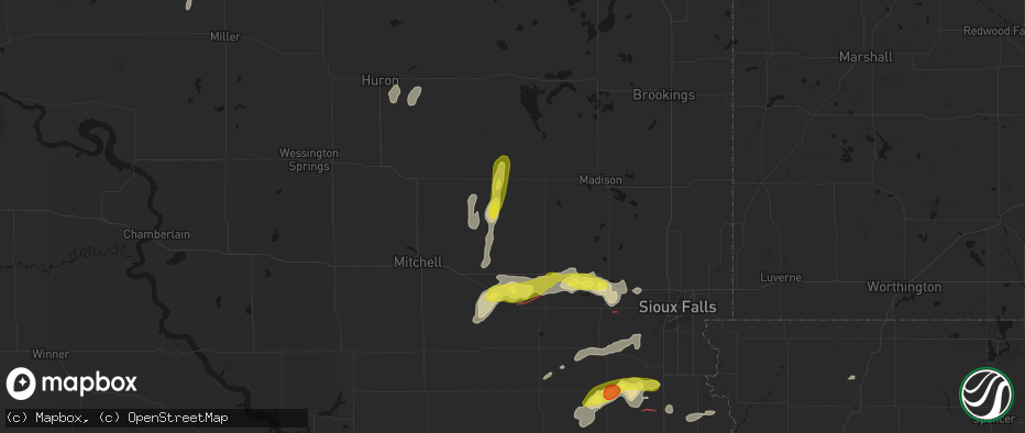 Hail map in Canova, SD on May 31, 2026