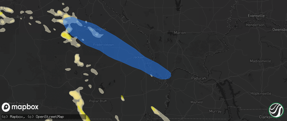 Hail map in Cape Girardeau, MO on May 31, 2026