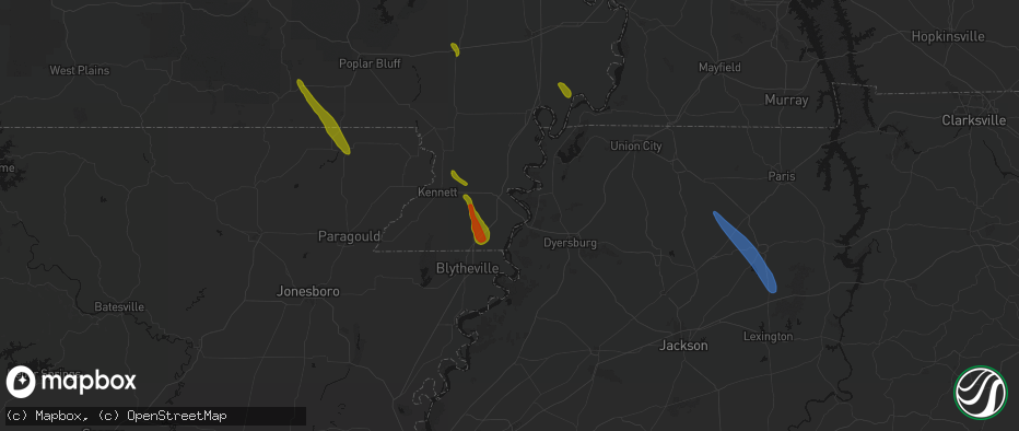 Hail map in Caruthersville, MO on May 31, 2026