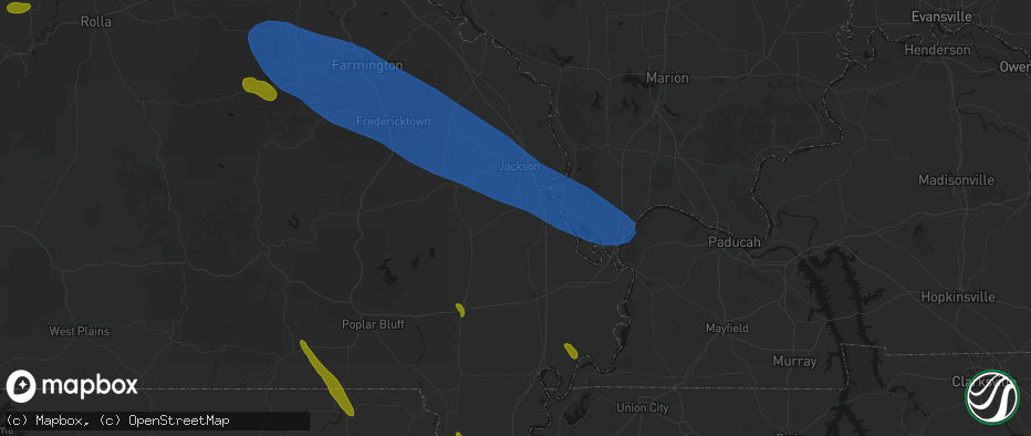 Hail map in Chaffee, MO on May 31, 2026