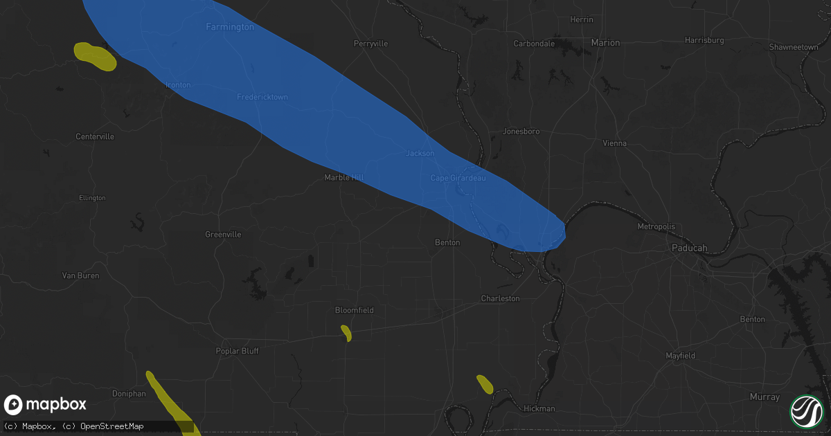 Hail map in Chaffee, MO on May 31, 2026