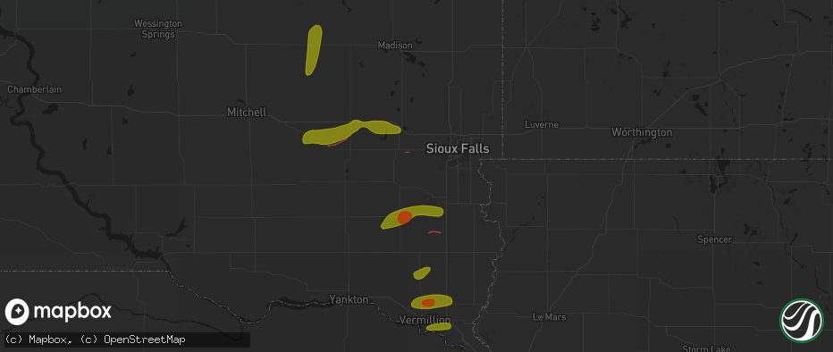 Hail map in Chancellor, SD on May 31, 2026