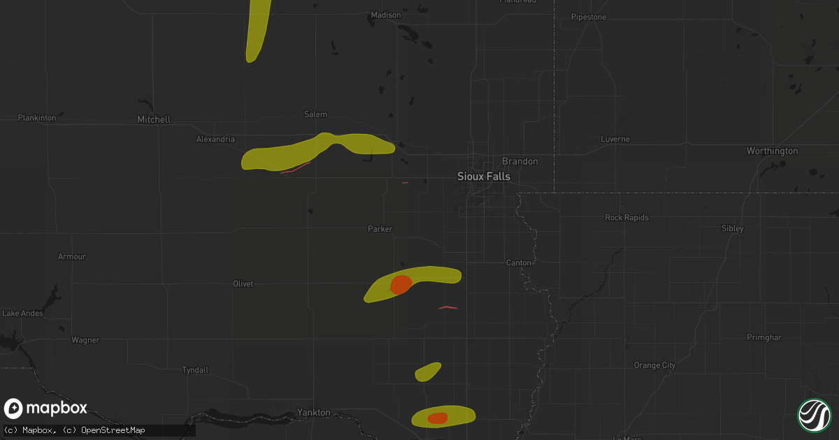 Hail map in Chancellor, SD on May 31, 2026