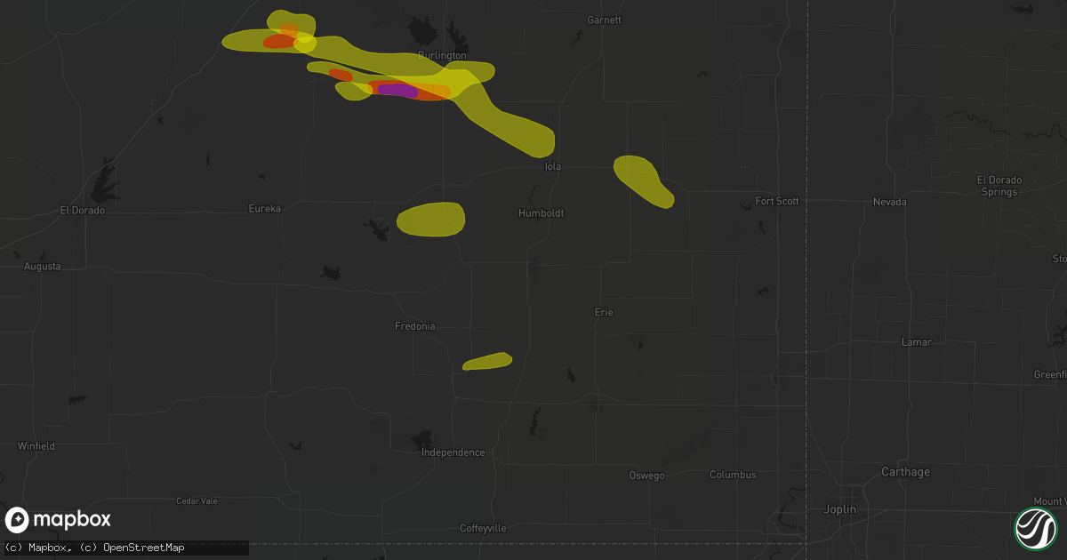 Hail map in Chanute, KS on May 31, 2026