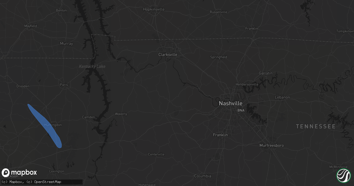 Hail map in Charlotte, TN on May 31, 2026