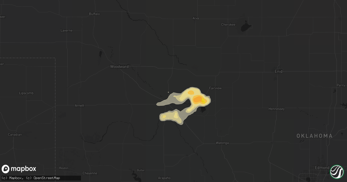Hail map in Chester, OK on May 31, 2026