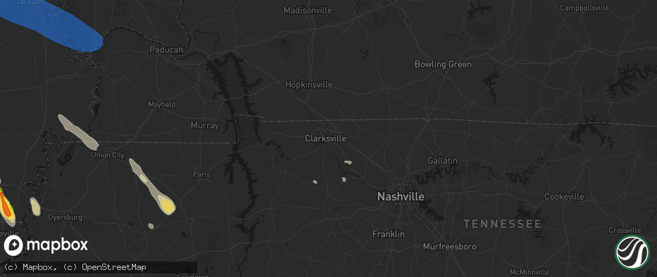 Hail map in Clarksville, TN on May 31, 2026