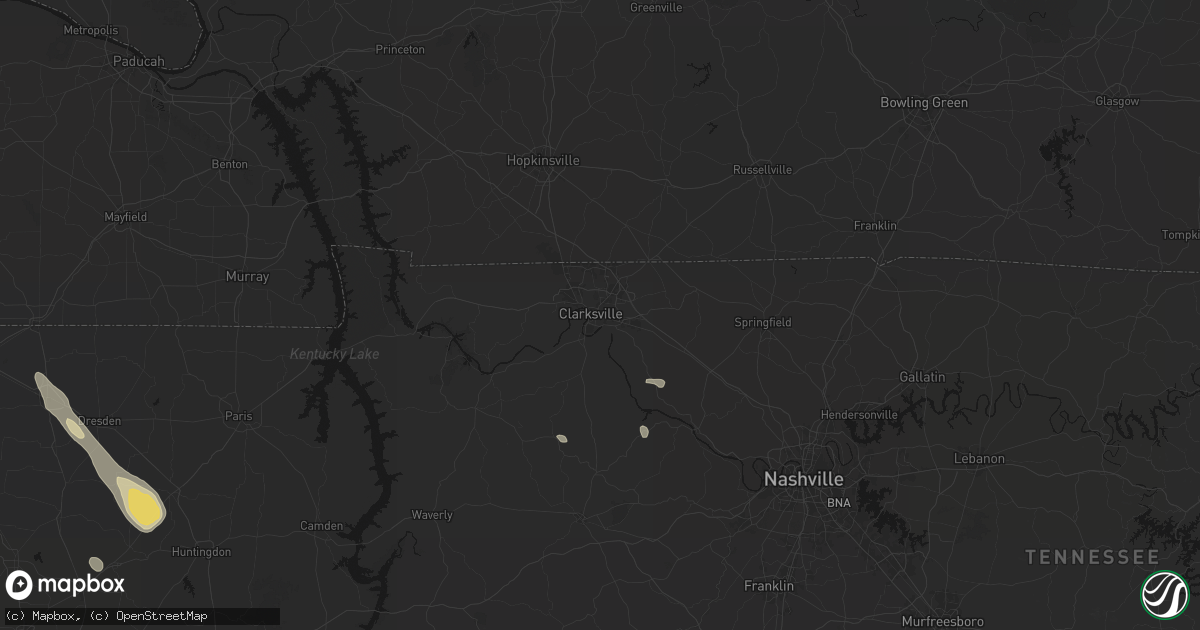Hail map in Clarksville, TN on May 31, 2026