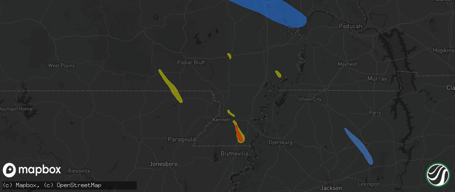 Hail map in Clarkton, MO on May 31, 2026