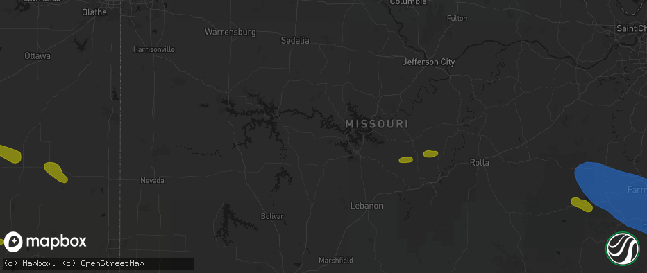 Hail map in Climax Springs, MO on May 31, 2026