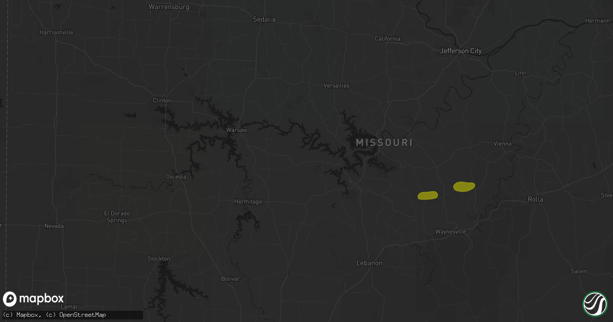 Hail map in Climax Springs, MO on May 31, 2026
