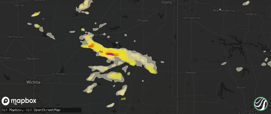 Hail map in Colony, KS on May 31, 2026