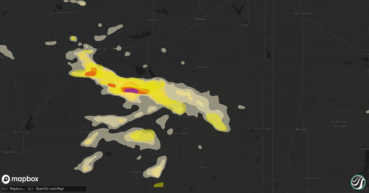 Hail map in Colony, KS on May 31, 2026