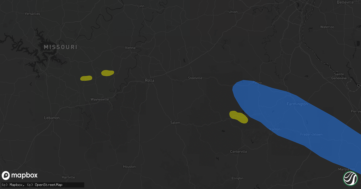 Hail map in Cook Sta, MO on May 31, 2026