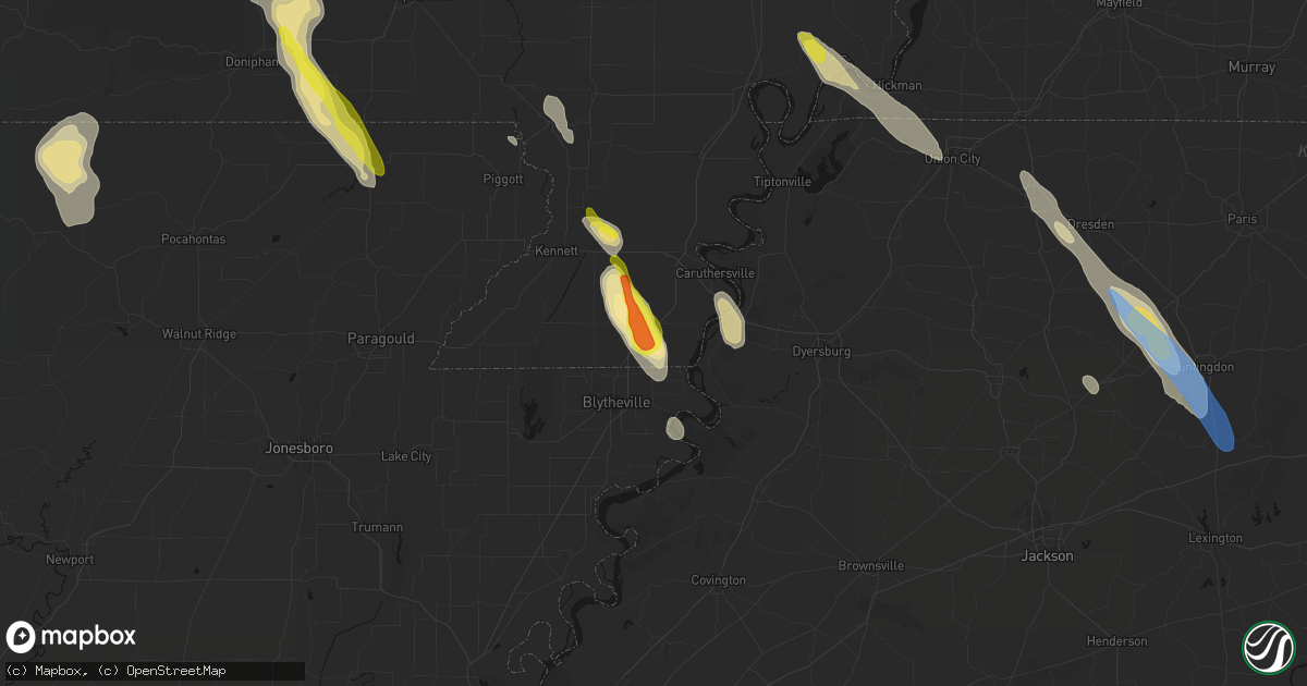 Hail map in Cooter, MO on May 31, 2026