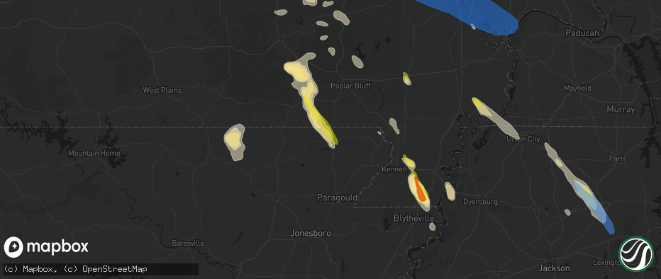 Hail map in Corning, AR on May 31, 2026