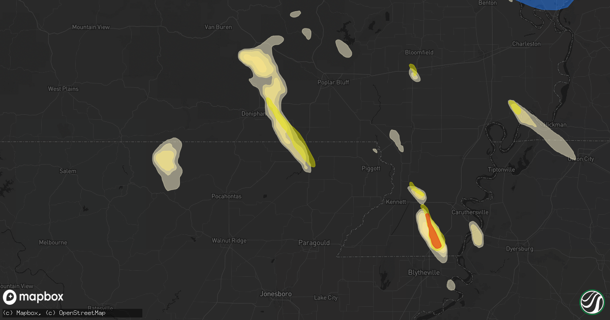 Hail map in Corning, AR on May 31, 2026