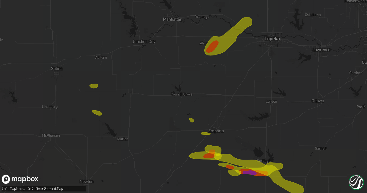Hail map in Council Grove, KS on May 31, 2026