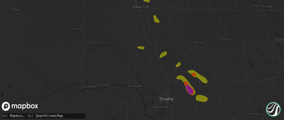 Hail map in Craig, NE on May 31, 2026