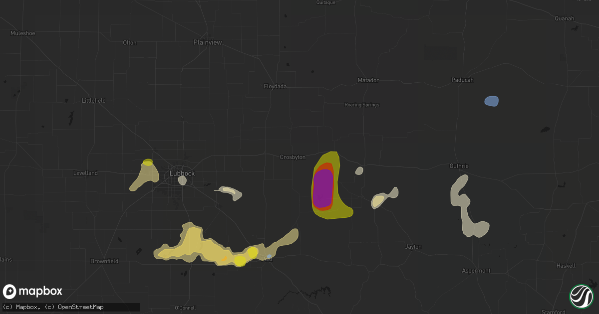 Hail map in Crosbyton, TX on May 31, 2026