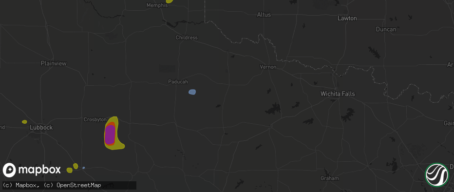 Hail map in Crowell, TX on May 31, 2026