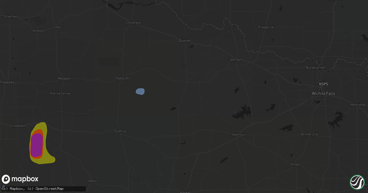 Hail map in Crowell, TX on May 31, 2026