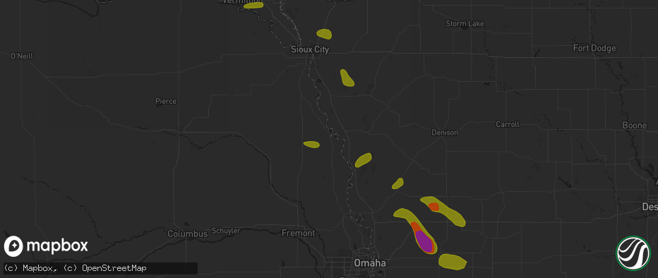 Hail map in Decatur, NE on May 31, 2026