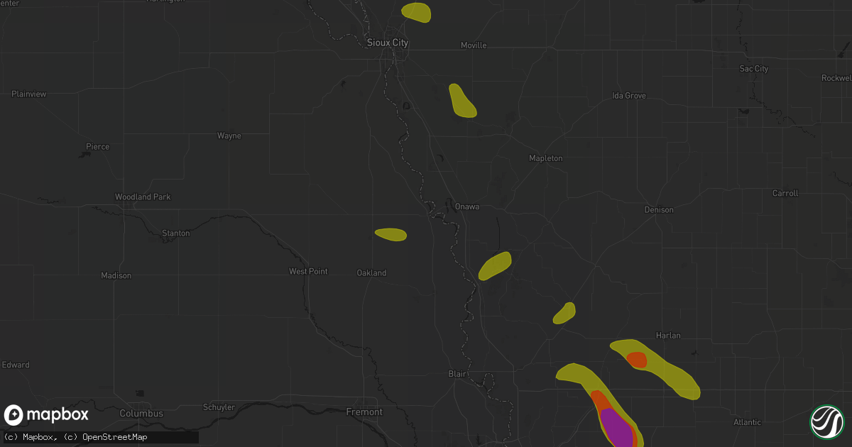 Hail map in Decatur, NE on May 31, 2026