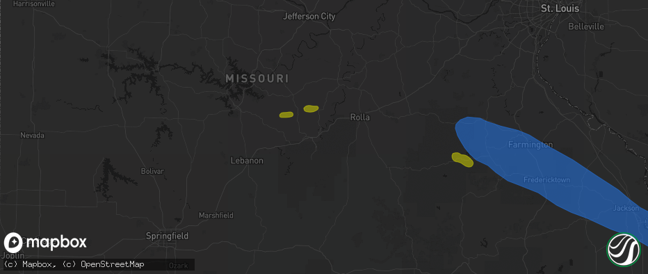 Hail map in Devils Elbow, MO on May 31, 2026
